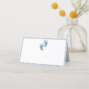 Cartão De Mesa Placa de lugar de Chá de fraldas de Pés-Bebê Azul-