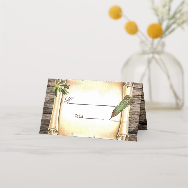 Cartão De Mesa Placa de lugar de Mesa de Caneta de rolagem e  exc (Frente)