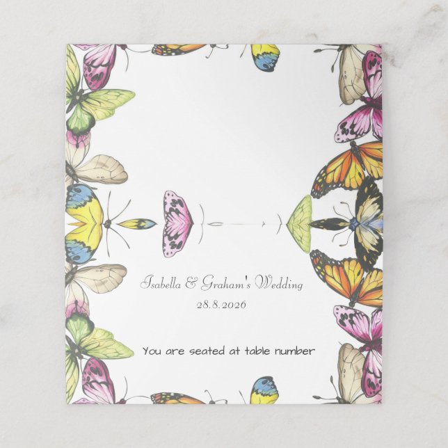 Cartão De Mesa Placa de lugar - design simples da borboleta (Exterior/Desdobrado)
