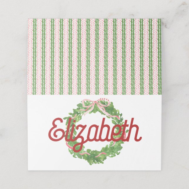 Cartão De Mesa Placa de lugar dobrada em faixa vermelha (Exterior/Desdobrado)