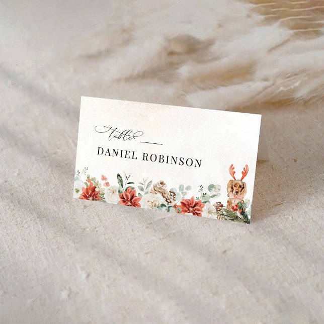 Cartão De Mesa Placa de Lugar Dobrada Pinecone Vermelha Inverno (Criador carregado)