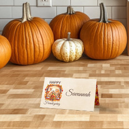 Cartão De Mesa Placa de Lugar Dobrado Feliz para Floresta de Ação