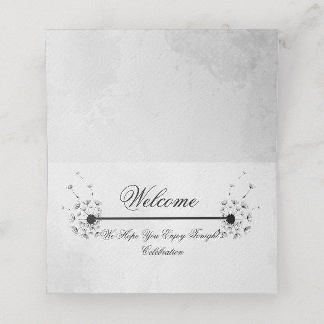 Cartão De Mesa Placa de Lugar Preto-Branco Dobrado (Interior Desdobrado)