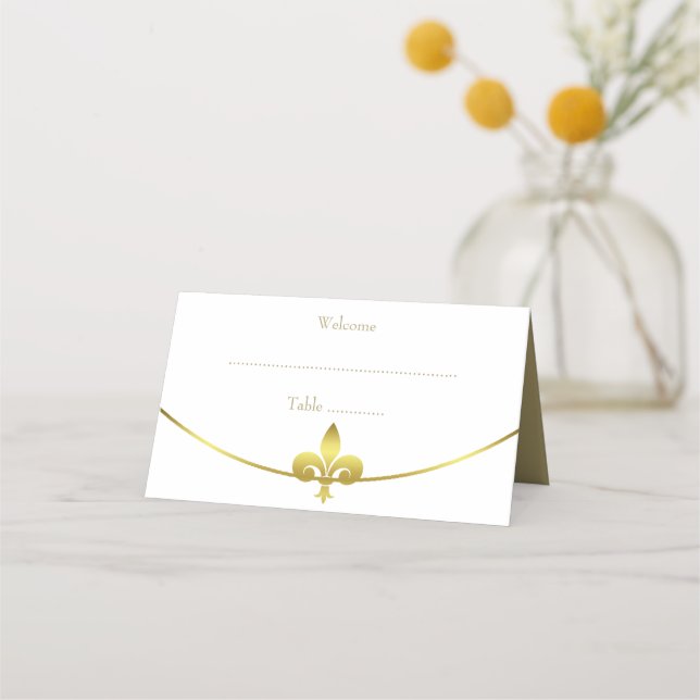Cartão De Mesa Placa de Recepção de casamento Fleur de Lis (Frente)