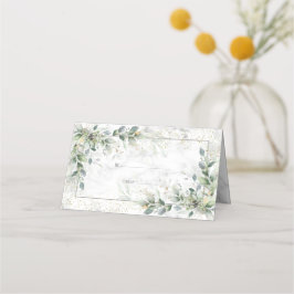 Cartão De Mesa Placa Dusty Botanical Greenerescer Dourada Marble