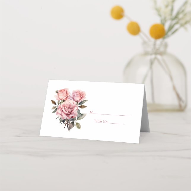 Cartão De Mesa Placa Local do Número da Tabela Convidada de Rosas (Frente)