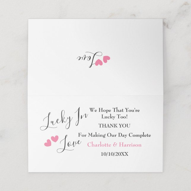 Cartão De Mesa Placa Lucky In Love Lottery Ticket Holet Place (Exterior/Desdobrado)