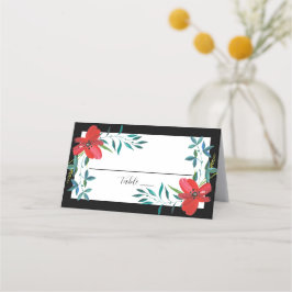 Cartão De Mesa Placa Tropical Floral Place