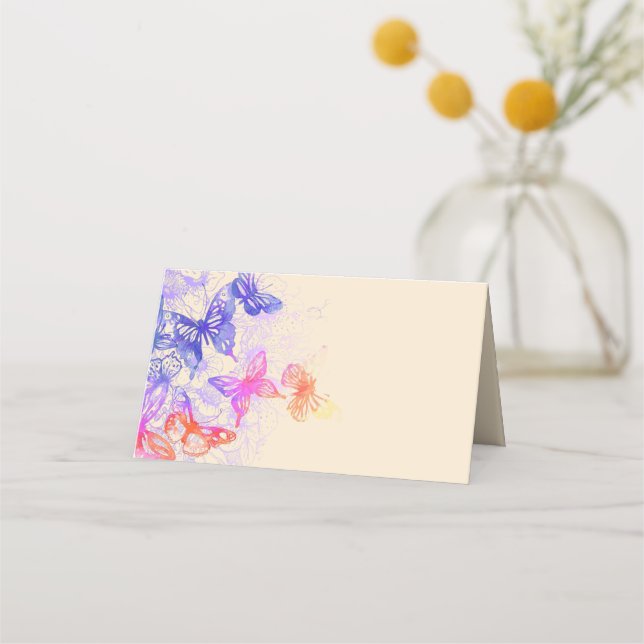 Cartão De Mesa Placas De Borboleta Arco-Íris (Frente)