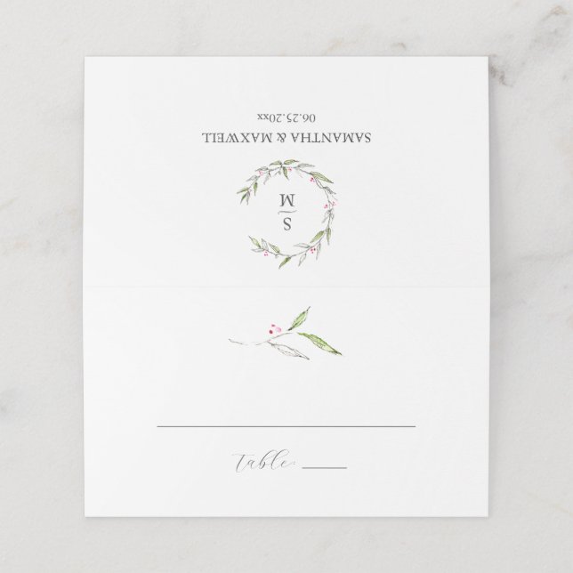 Cartão De Mesa Placas de Casamento Botânicos De Inverno (Exterior/Desdobrado)