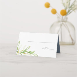 Cartão De Mesa Placas de Casamento Elegante Aquarela Verde