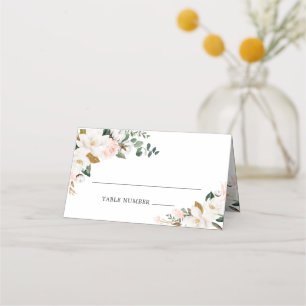 Cartão De Mesa Placas de Casamento Floral Dourado, Cor-de-rosa-cl