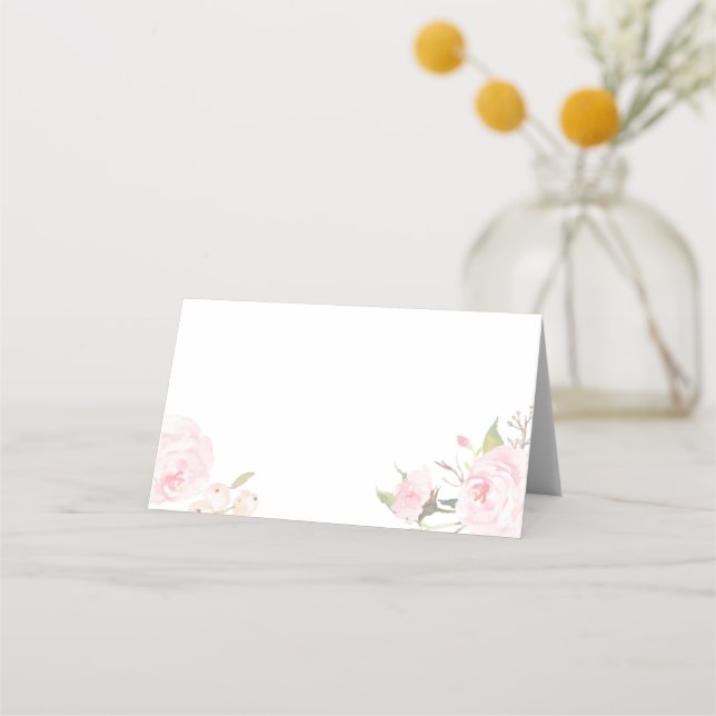 Cartão De Mesa Placas De Lugar Florais Românticas Blush (Frente)