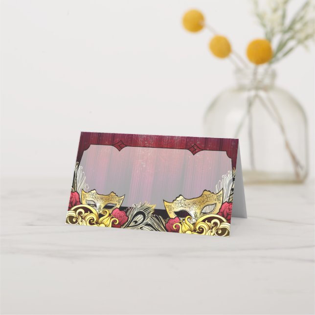 Cartão De Mesa Placas de nome do Mascarada Dourado do rico do  (Frente)