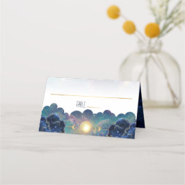 Cartão De Mesa Placecard de Galáxia de Fase Celestial