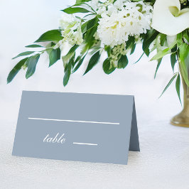 Cartão De Mesa Poeira Azul Casamento Simples Branco Script Caligr