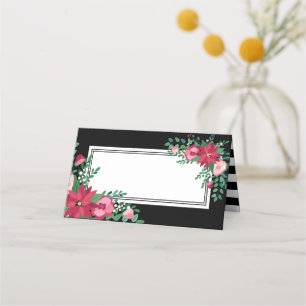 Cartão De Mesa Poinsettia & Mistletoe Casamento no inverno No