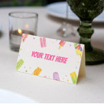 Cartão De Mesa Popsicle Ice Cream Tent Place Card Summer Party<br><div class="desc">Our Popsicle Ice Cream food tent cards are the perfect way to label and display your party menu. The design features a summer theme with space for the name of the dish. These cards can be easily customized and printed at home on standard cardstock paper. They are perfect for labeling...</div>