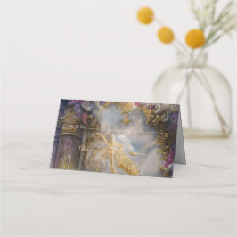 Cartão De Mesa Porta Elegante Dourada, Texto Dourado