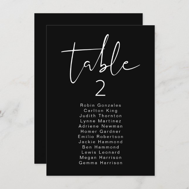 Cartão de Mesa preto-e-branco (Frente/Verso)