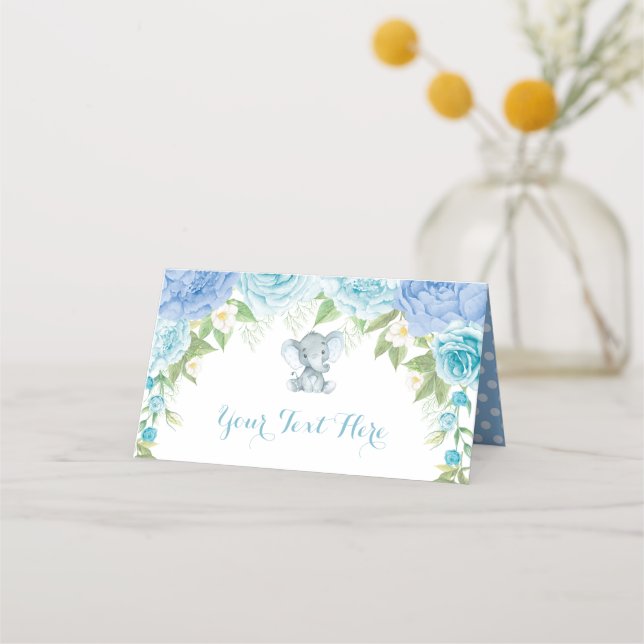 Cartão De Mesa Primeiro aniversario de Chá de fraldas Elefante Ro (Frente)