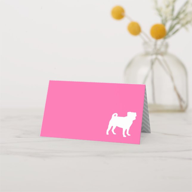 Cartão De Mesa Pug Dog Chá de fraldas Pink Puppy Girl (Frente)