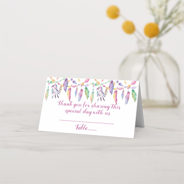 Cartão De Mesa Púrpura Boho Casado Indígena Americana Nativa (Frente)