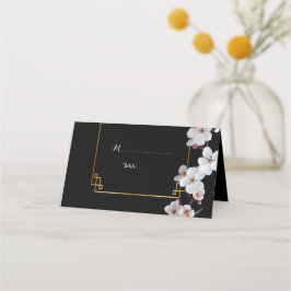 Cartão De Mesa & Quadro do ouro das flores brancas