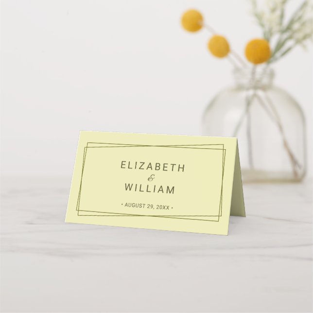 Cartão De Mesa Quadro Elegante no Casamento do Monograma Amarelo  (Verso)