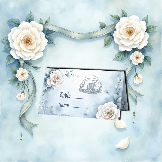 Cartão De Mesa Quadro Floral com Rosa e Design Celta. (Criador carregado)