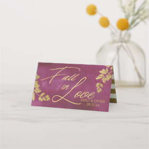 Cartão De Mesa Queda no amor Autumn Dourado e Cranberry Seating
