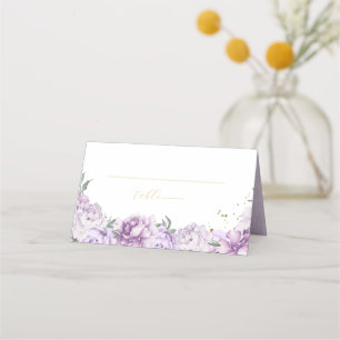 Cartão De Mesa Quinceañera Elegante Roxo e Dourada