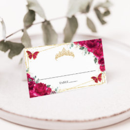 Cartão De Mesa Quinceañera Floral Fuchsia Quente Rosa, 16.º Anive