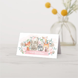 Cartão De Mesa Raiz Rosa Floral Animais Florestais Rosa Chá Anive