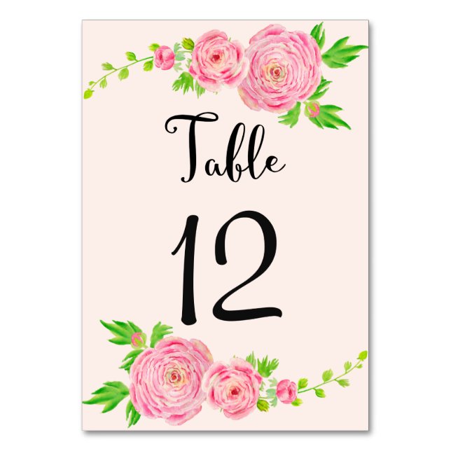 Cartão de Mesa Ranunculus Ranunculus, de Aquarela  (Frente)