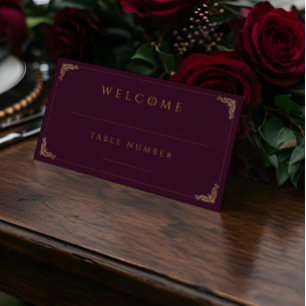 Cartão De Mesa Real Muse Medieval Fantasy Plum Floral Weding
