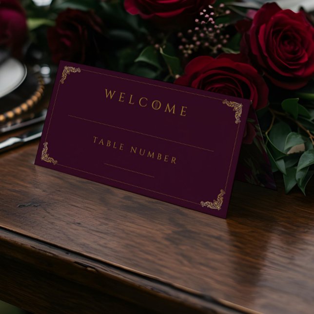 Cartão De Mesa Real Muse Medieval Fantasy Plum Floral Weding (Royal Muse Medieval Fantasy Plum Floral Wedding Place Card)