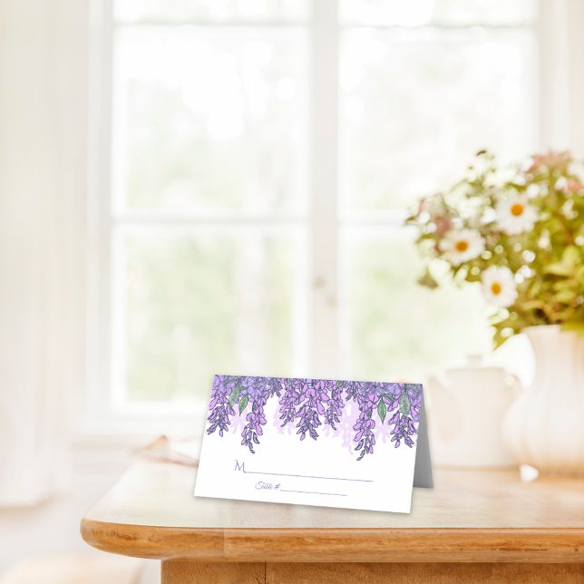 Cartão De Mesa Recepção de Casamento de Jardim de Wisteria (Criador carregado)