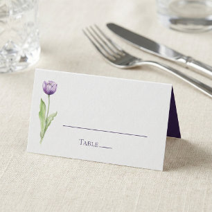 Cartão De Mesa Recepção de Casamento de Tulipa Roxa Profunda Mini
