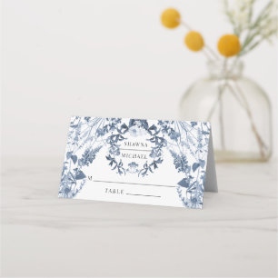 Cartão De Mesa Recepção de casamento Floral Branca e Azul