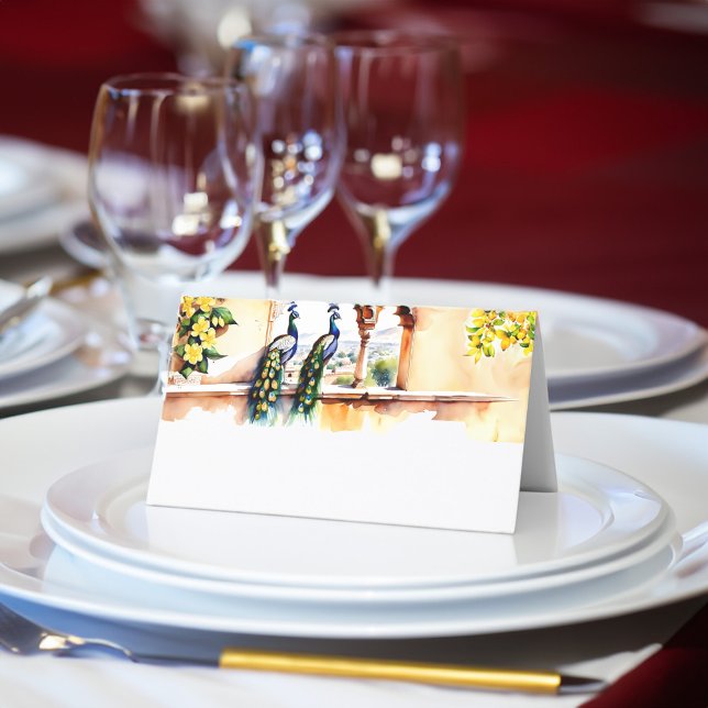 Cartão De Mesa Receptáculo do Palácio Jaipur do casamento indiano (Indian wedding peacock Jaipur palace wedding reception Place Cards customized wedding table decor)