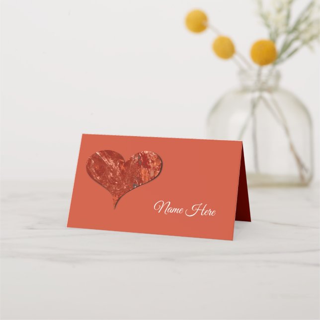 Cartão De Mesa Red Love Folded Place Card (Frente)