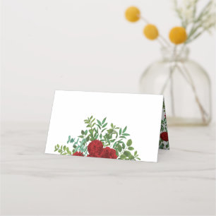 Cartão De Mesa Red Peony e Rosa Floral Weding