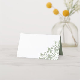 Cartão De Mesa Regência Francesa Elegante Casamento Verde Fleur d