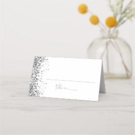 Cartão De Mesa REGINA Silver Glitter Sequins Casamento Nome de Co