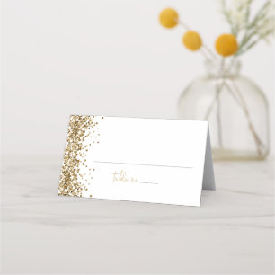 Cartão De Mesa REGINA Yellow Dourados Sequins Weding Name