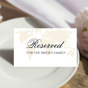 Cartão De Mesa Reserva de destino da família da noiva