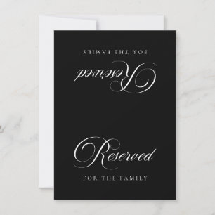 Cartão de Mesa Reservada para Casamento Preto Marf