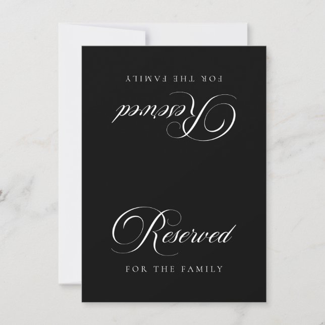 Cartão de Mesa Reservada para Casamento Preto Marf (Frente)