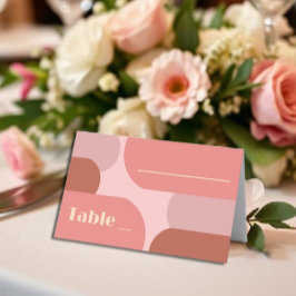 Cartão De Mesa Retro Arches Casamento Cor-de-Rosa Coral
